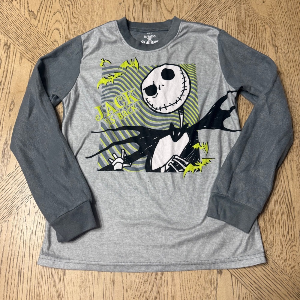 Nightmare Before Christmas Kids Large‎ Gray Jack Skellington Long Sleeve Shirt